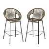 Set of 4 Outdoor Patio Barstools,Faux Wicker Bar Stools with Iron Frame,Modern Woven Bar Chairs for Garden or Balcony-Cuddlewood - 2 of 4