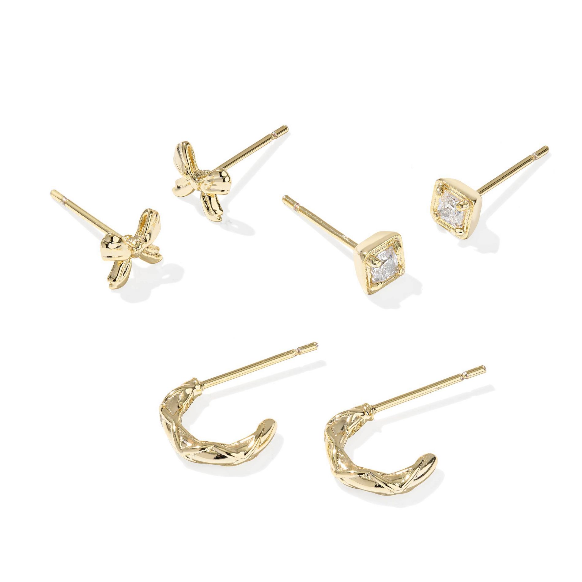Kendra Scott Belle Cubic Zirconia Stud Earring Set 3pc - Gold/White