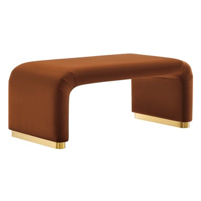 Modway Koda Ottoman – Performance Velvet Upholstery with Waterfall Edge