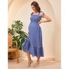 Womens Maternity Smocked Summer Casual Boho Dress Spaghetti Strap Square Neck Sleeveless Maxi Dress Baby Shower Photoshoot - 2 of 4