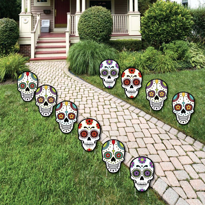 Big Dot of Happiness Day of the Dead - Sugar Skull Skeleton Lawn Decorations - Outdoor Yard Decorations - 10 Piece, 1 of 9
