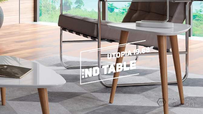 19.68" Utopia High Triangle End Table with Splayed Wooden Legs Gloss White - Manhattan Comfort, 2 of 7, play video