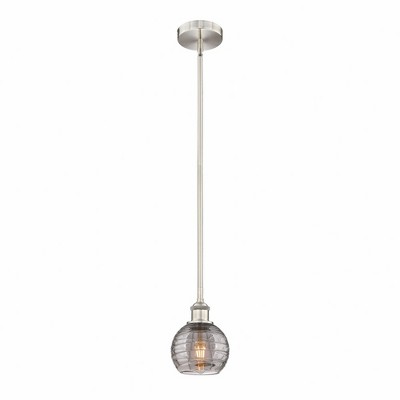 Athens Deco Swirl - 1 Light Stem Hung Mini Pendant In Industrial Style-7.63 Inches Tall and 5.88 Inches Wide