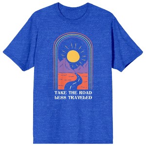 Adventure Society Take The Road Less Traveled Men's Royal Blue Heather T-Shirt - 1 of 3