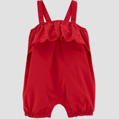 Image of Carter's Just One You® Baby Girls' Eyelet Romper - Red Newborn