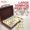 Playbees Premium Double Six Dominoes Set - 28 White Jumbo Tiles in Faux Leather Case - 3 of 4