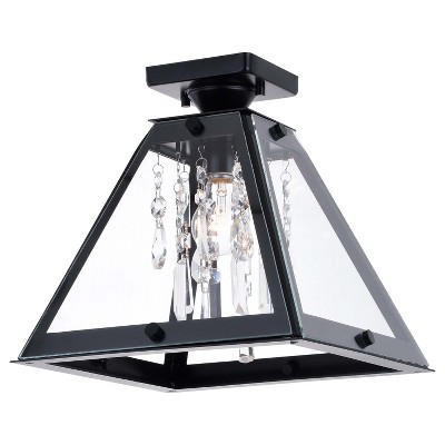 VAXCEL Tremont 12.5-in W Crystal Black Urban Loft Semi Flush Mount Ceiling Light