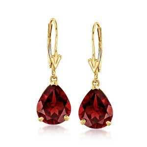Ross-Simons 7.00 ct. t.w. Pear-Shaped Garnet Drop Earrings in 14kt Yellow Gold - 1 of 3