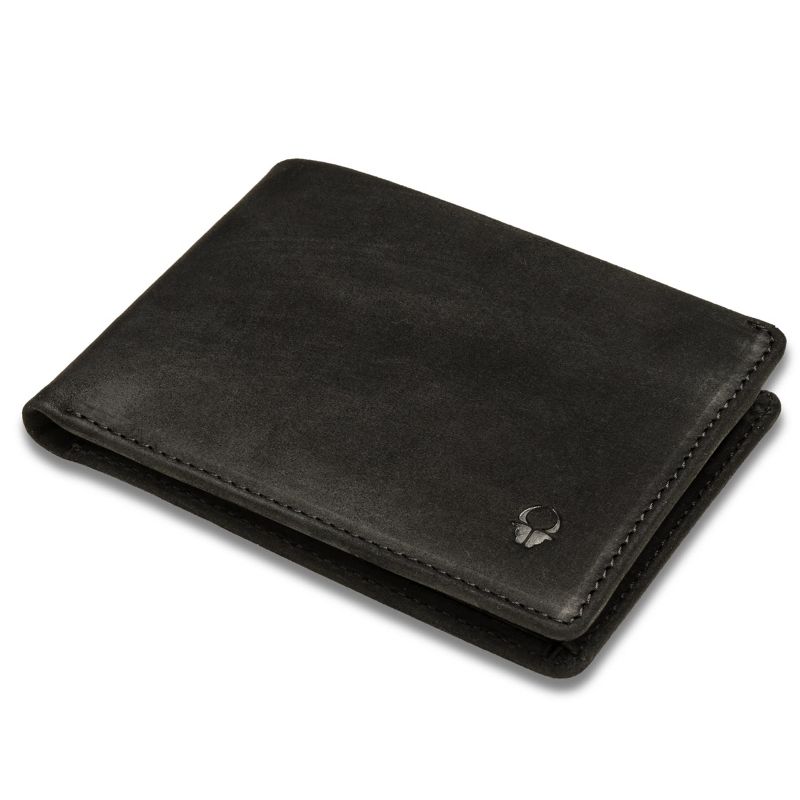 DONBOLSO Slim Wallet Minimalist Wallet Mens Wallet RFID Blocking Card Holder with Money Clip, Vintage Black, 1 of 5