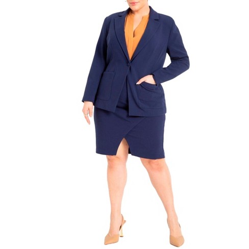 ELOQUII Women's Plus Size The 365 Suit Wrap Pencil Skirt - 20, Blue