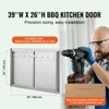 VEVOR BBQ Access Door, 39W x 26H Inch Double Outdoor Kitchen Door, Stainless Steel Flush Mount Door, Wall Vertical Door with Handles and Hooks - 3 of 4