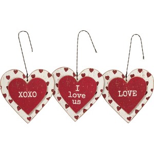 Primitives by Kathy Love Love; XOXO; I Love Us Decorative Valentine's Ornament Set - 1 of 4