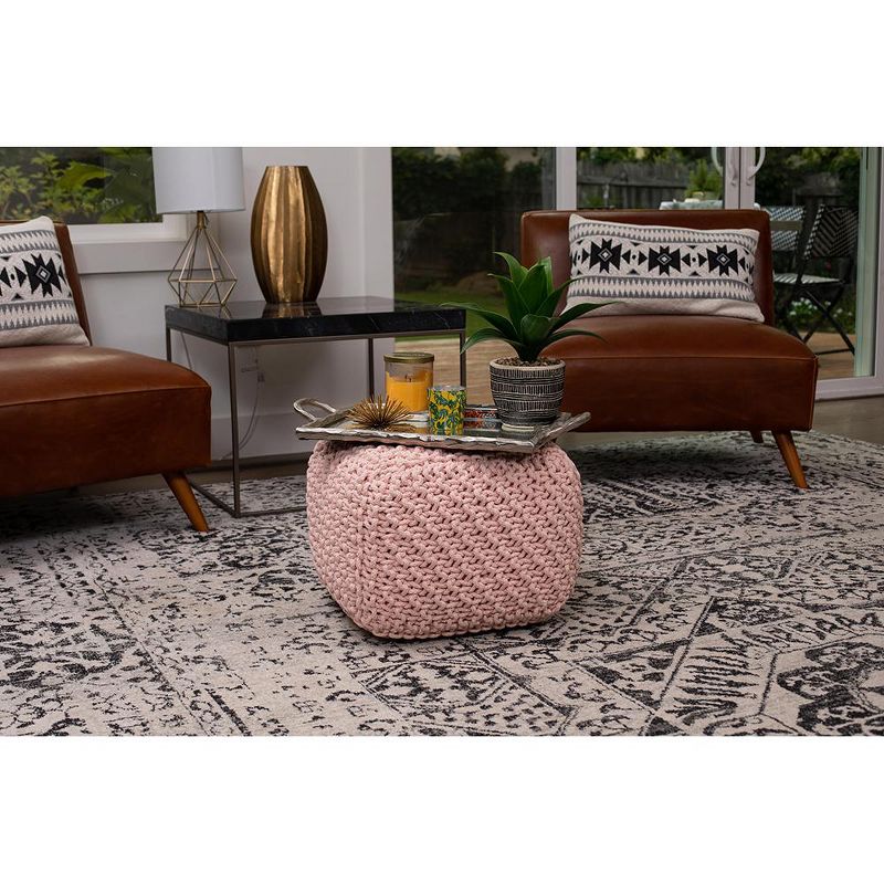 BirdRock Home Square Pouf Foot Stool Ottoman - Dusty Rose, 3 of 5