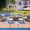 ELJGET 6 PCS Patio Furniture Set, All-Weather Outdoor Conversation Set Sectional Sofa Couch with Thick Cushions & Coffee Table for Backyard, Garden - 2 of 4
