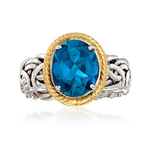 Ross-Simons 4.10 Carat London Blue Topaz Byzantine Ring in 14kt Yellow Gold and Sterling Silver - 1 of 4