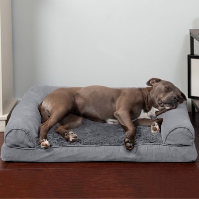 Gray Large Orthopedic Elevated Dog Bed with Plush Surface
