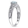 EVERLY JEWELRY | Sterling Silver 0.05 CT Diamond TW And 1/3 CT TGW Aquamarine Heart Ring - 2 of 4