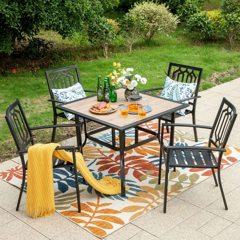 5pc Patio Table &#38; Metal Chairs with Square Design - Captiva Designs, 1 of 10