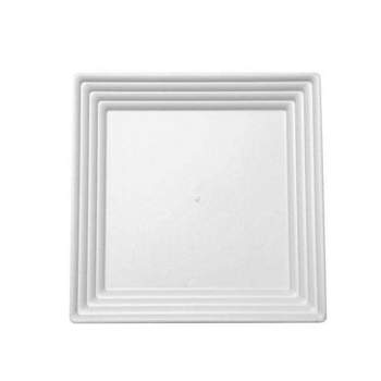 Smarty Had A Party 12" x 12" White Square with Groove Rim Plastic Serving Trays (24 Trays)