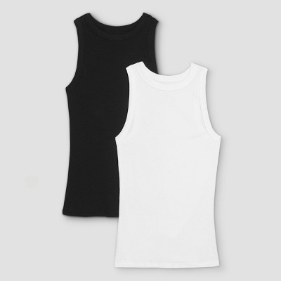 Women's Slim Fit Ribbed 2pk Bundle Tank Top - A New Day™ White/White 4X