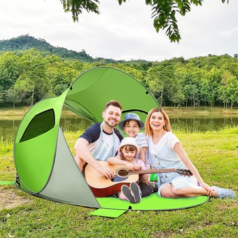 Costway Pop Up Beach Tent Anti-uv Upf 50 Plus Portable Sun Shelter For 3-4  Person Green : Target