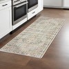 8' Tan And Light Green Medallion Runner Rug - 2 of 4