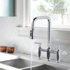 WOWOW Double Handle Bridge Kitchen Faucet with Pull-Down Sprayer - 2 of 4