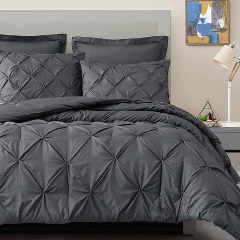 Eluxury Pinch Pleat Comforter Set Grey Full Target