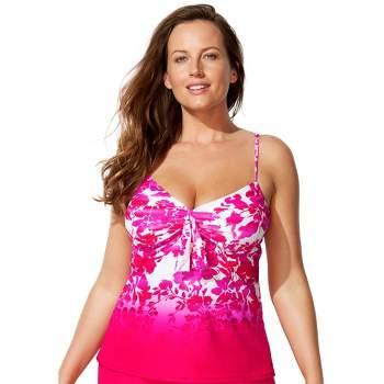 Swimsuits For All Women's Plus Size Bra Sized Faux Flyaway Underwire Tankini  Top, 40 Dd - Neutral Floral : Target