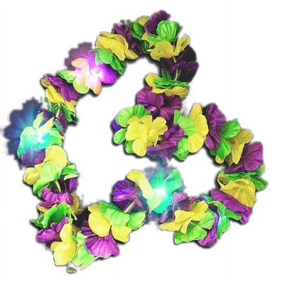 Magic Matt’s Brilliant Blinkys Tri Color Hawaiian Mardi Gras Flower Lei Flashing Necklace