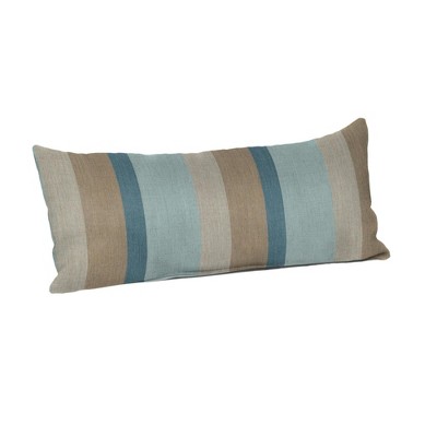 Casual Cushion Stripe Sunbrella Fabric 1-Piece Indoor/Outdoor Lumbar Pillow, 22"W x 9"L