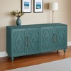 63'' Large Storage Cabinet with Metal Handle, Carved Flower Doors, Wooden Mordern Sideboard Console with Adjustable Shelves - Leovsnove - 2 of 4