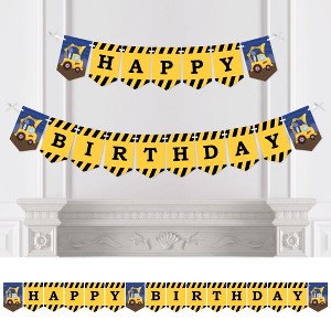 Big Dot of Happiness Construction Truck - Birthday Party Bunting Banner - Construction Party Decorations - Happy Birthday - 1 of 4