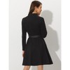 Allegra K Women's Faux Suede Stand Collar Zip-Up Belted Vintage Dresses - 4 of 4