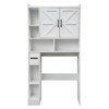 CuisinSmart Over Toilet Storage Cabinet, Freestanding Waterproof Bathroom Storage Shelves with 2 Barn Doors, Toilet Paper Holder, White - 4 of 4