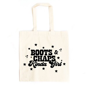 City Creek Prints Boots And Chaps Kinda Girl Canvas Tote Bag - 15x16 - Natural - 1 of 2
