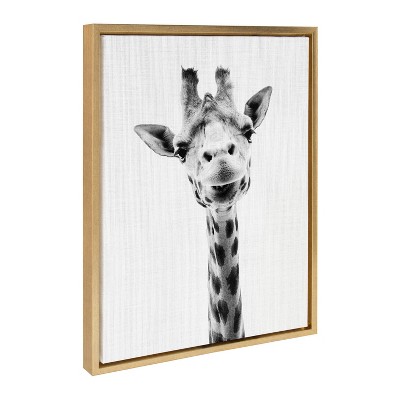 Gold Framed Giraffe Portrait Canvas Wall Art for Nursery