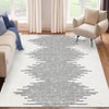 Non Slip Backing 9x12 Machine Washable Area Rug Modern Minimalistic Striped Low Pile Rug Stripe Geometric Foldable Large Carpet for Living Room - 2 of 4