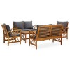 vidaXL Vintage Patio Lounge Set with Cushions Solid Acacia Wood - 5 Piece Outdoor Furniture Set with Coffee Table and Cushioned Benches and Chairs - 2 of 4