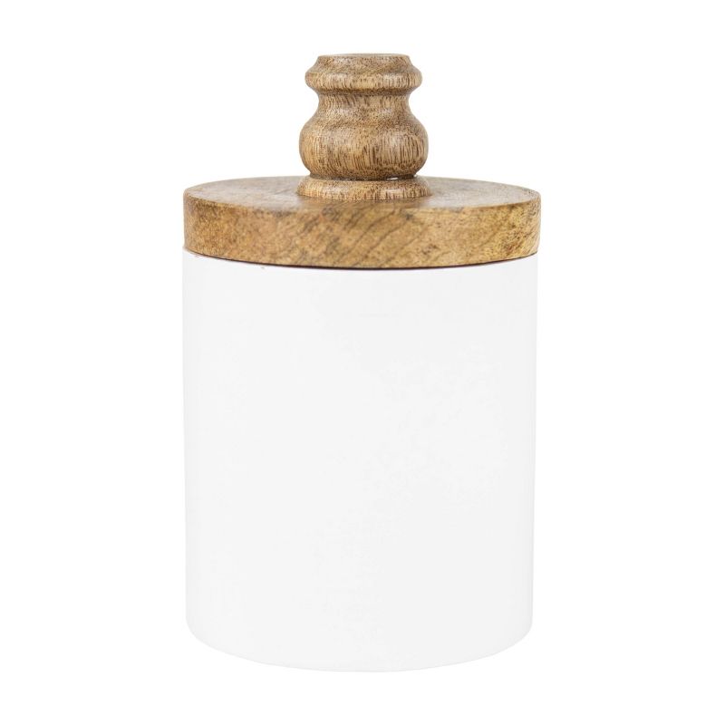 Large White Wood Canister - Foreside Home & Garden, 1 of 8