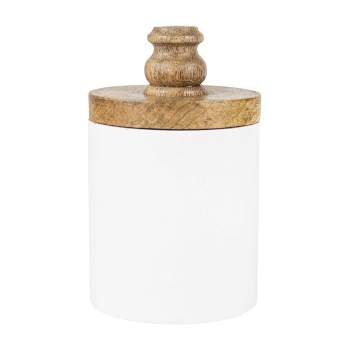 Large White Wood Canister - Foreside Home & Garden