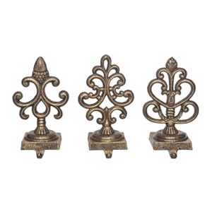Transpac Cast Iron Ornate Tarnished Gold Stocking Set of 3 Christmas Home Decorations - 1 of 1