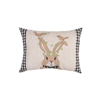 C&F Home Bunny Birds Spring Applique and Embroidered Lumber Pillow