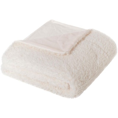 Contemporary Marshmallow White Faux Fur Throw Blanket 50" x 60"