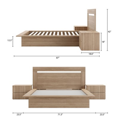 Malibu 4-Piece Brown Oak Platform Bedroom Set