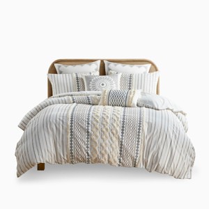 Gulches Imani 3 Piece Multicolor Yellow Cotton Chenille Duvet Cover Queen Set with Global Inspired Aztec Print - 1 of 4