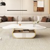 41.7" Sintered Stone Butterfly Coffee Table with Storage Shelf & Drawer and Stainless Steel Base for Living Room - 2 of 4