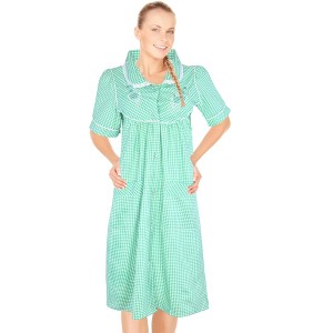 JEFFRICO House Dresses for Women with Pockets - Lightweight Breathable Short Sleeve Muumuu & Nightgowns - Snap Front Housecoat and Dusters - 1 of 4