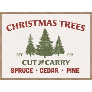 Amanti Art 38"x28" Christmas Farm Sign I by Victoria Barnes Framed Canvas Wall Art Print - 1 of 4