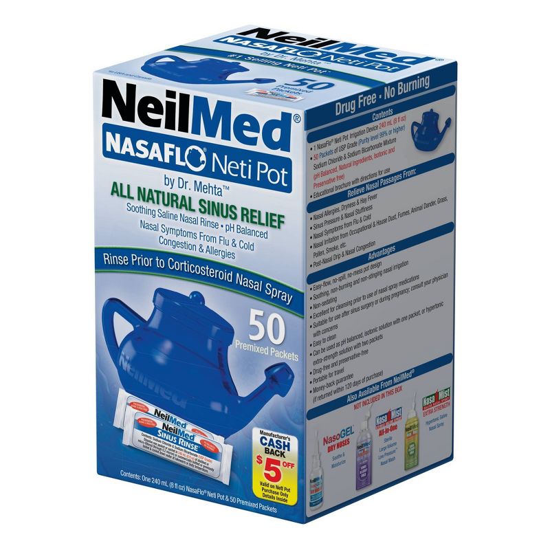 NeilMed NasaFlo Neti Pot Sinus Relief with Premixed Packets - 50ct, 2 of 7
